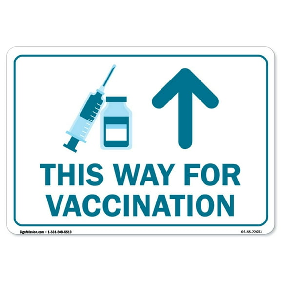 COVID-19 Notice Sign - This Way for Vaccination Up Arrow | Peel And Stick Wall Graphic | Protect your Business, Class Room, Office & Interior Surroundings | Made in the USA