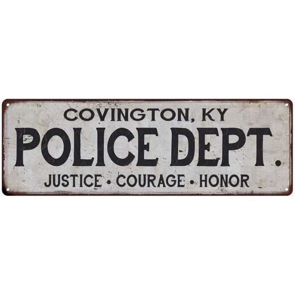 COVINGTON, KY POLICE DEPT. Vintage Look Metal Sign Chic Decor 206180012910