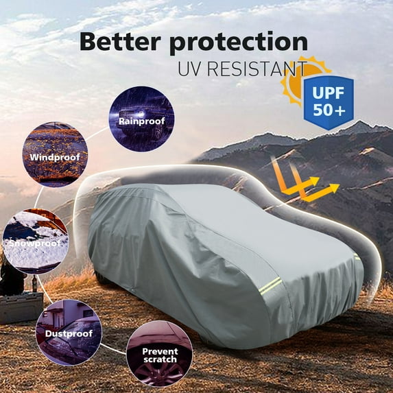 COVINTON Waterproof All Weather Car Cover for Medium Cars UV Protective Indoor&Outdoor Use Vehicle Cover, Gray, SUV-XL(204"x78"x62")