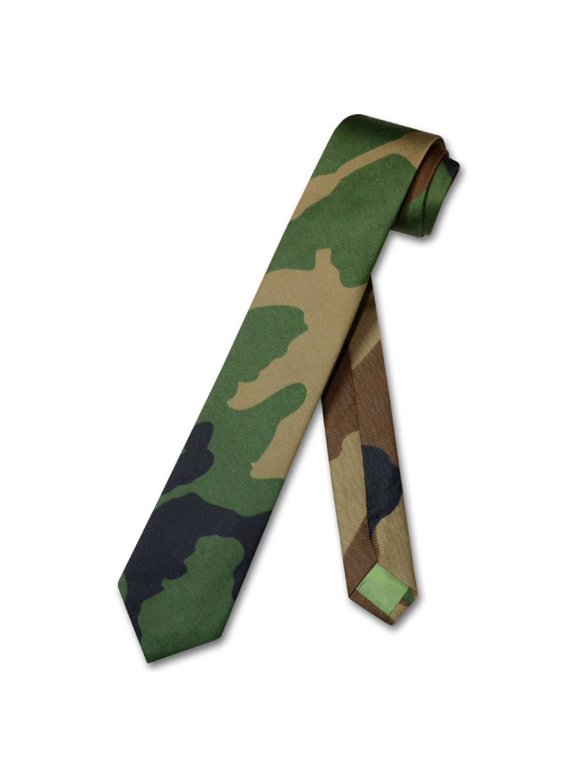 Men's Dark Green Army Camouflage NeckTie Military Skinny 2.5" Neck Tie