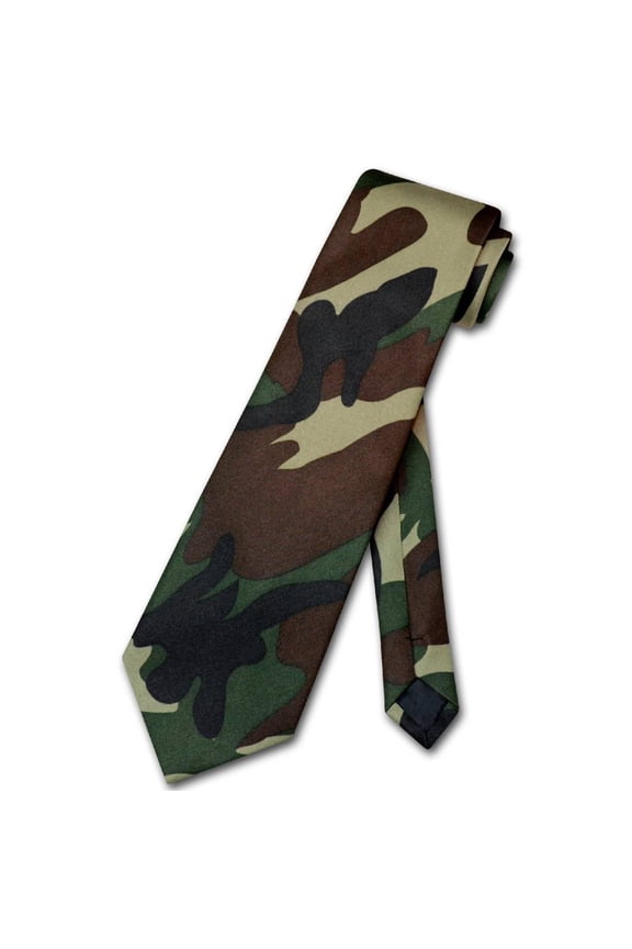 Men's Green Army Camouflage NeckTie Military Neck Tie
