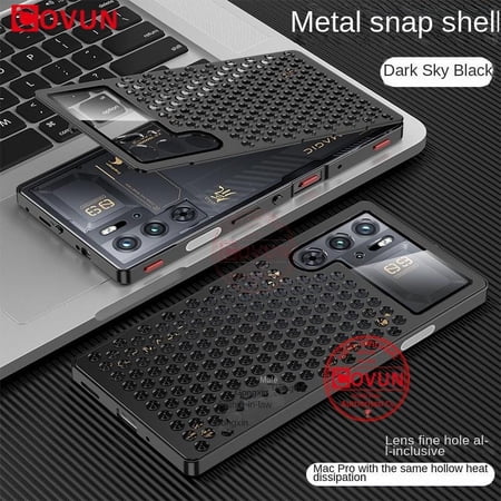 COVUN Heat Dissipation Metal Protective Cover Phone Case for Redmagic 9 Pro/Redmagic 9 Pro+, Black