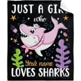 thumbnail image 1 of COW BLANKET Custom Just A Girl Who Loves Sharks Blankets Gifts for Kids Adult On Bed Sofa,Personalized Premium Flannel Blankets for Birthday Christmas Thanksgiving All Season Use 60''''x 80'''' -L, 1 of 6