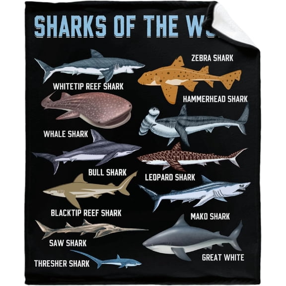 COW BLANKET Sharks of The World Blanket Best Gifts Super Soft Premium Flannel Throw Blanket, Warm Plush Perfect for Sofa Bed Camping Blankets All Season Use (40" L X 30" W)