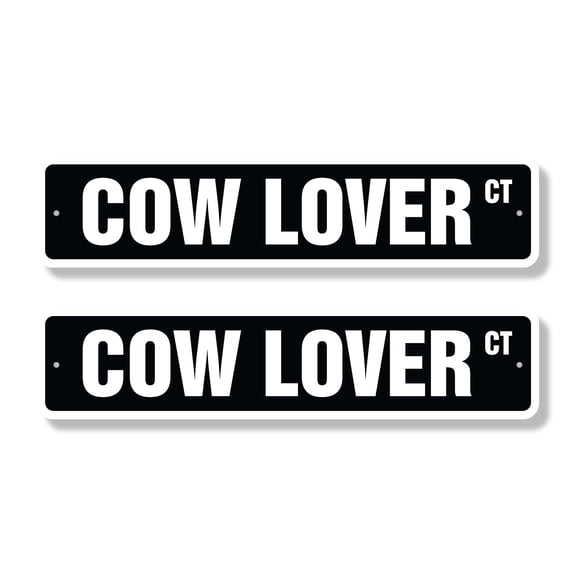 COW LOVER Classic Street Sign (2 Pack) farmer collector cattle farm farmer Road Sign | 4" X 18" Plastic Address Sign