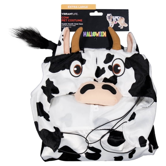 Vibrant Life Halloween Cow Costume for Dogs, Black and White, XL