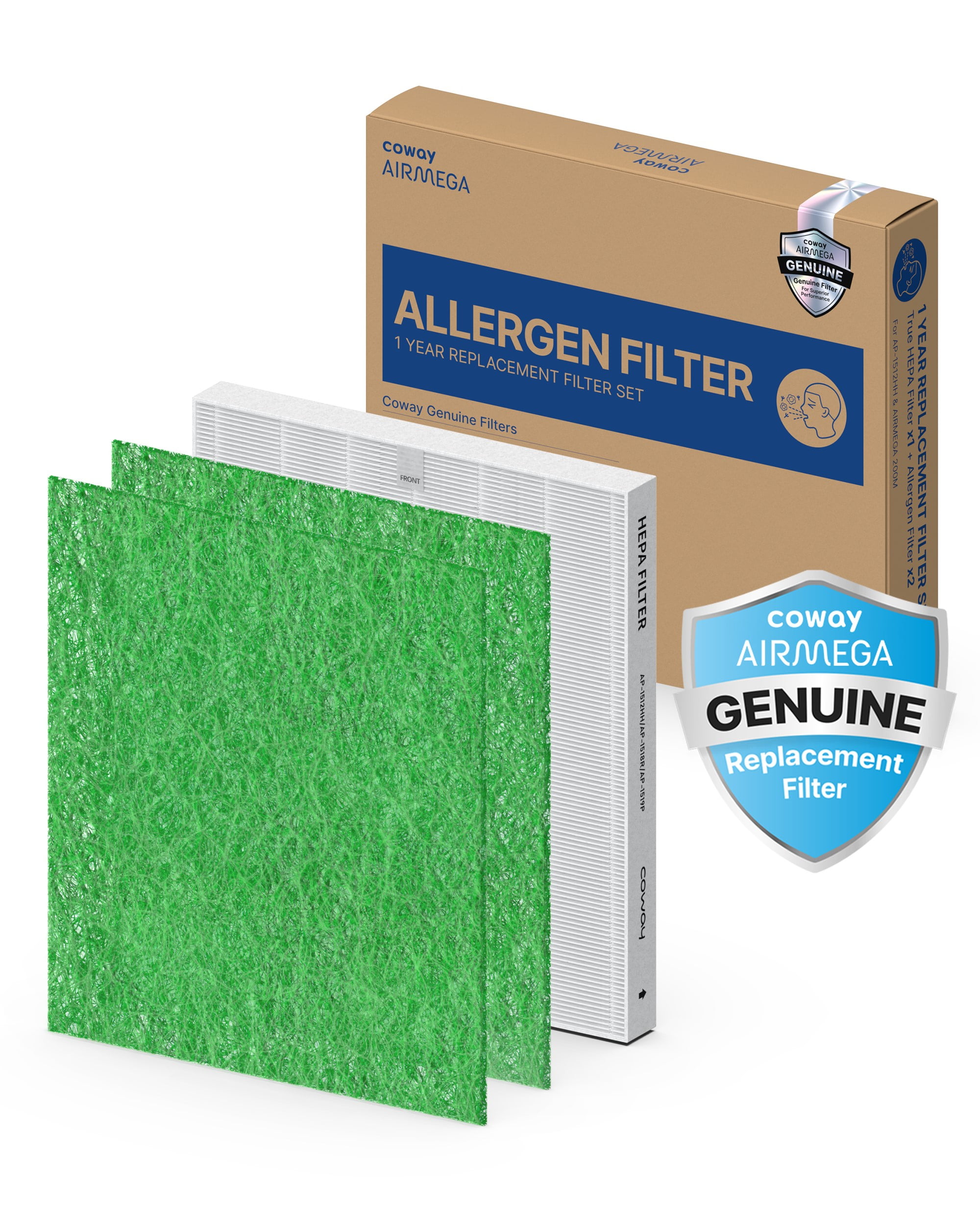 Coway Airmega Green and White HEPA Allergen Filter Set