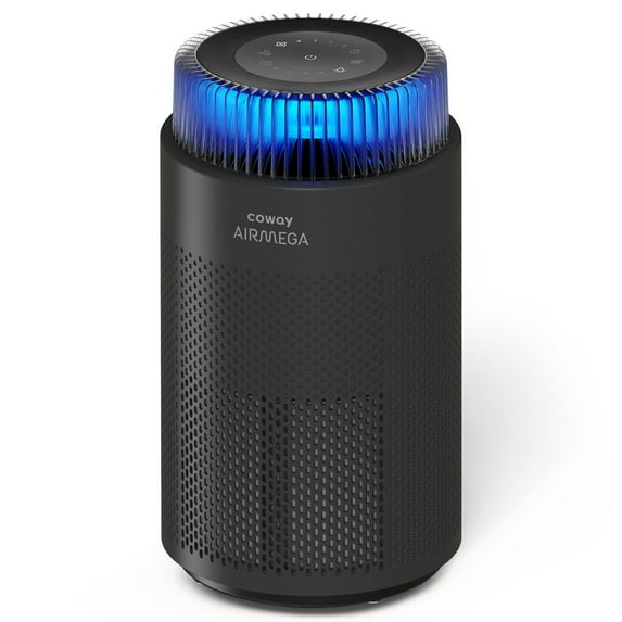 COWAY Air Purifier for Bedroom Home Up to 810 Ft, True HEPA Filter for Smoke, Allergies,Dander Oder, AQI, Auto & Sleep Mode, Timer, Filter Indicator, Night Light, 3yr Warranty, Airmega 100, BLACK