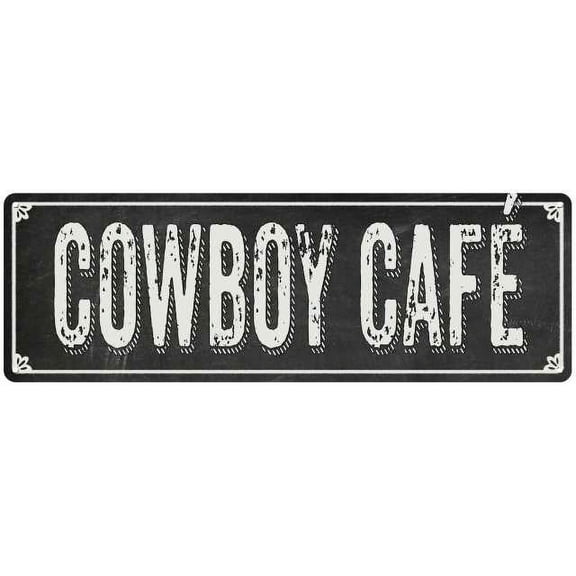 COWBOY CAF Shabby Chic Black Chalkboard Metal Sign 6x18 Decor 106180050006