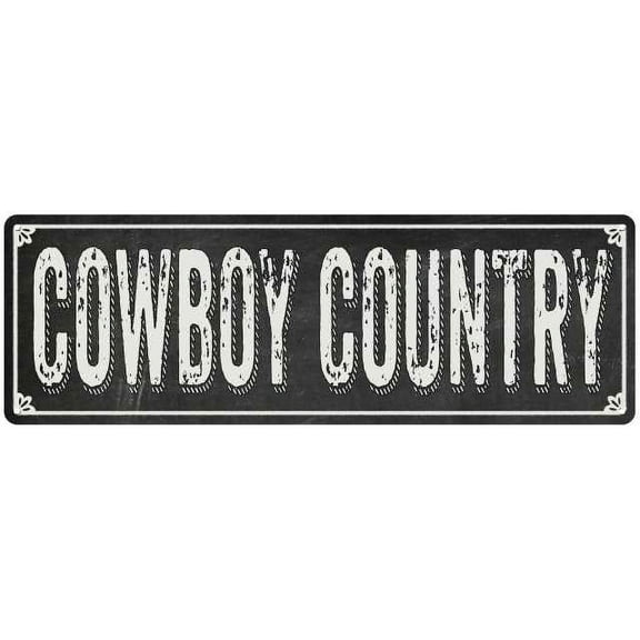 COWBOY COUNTRY Shabby Chic Black Chalkboard Metal Sign 8x24 Decor 108240050056