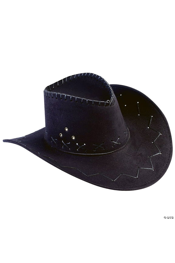 COWBOY HAT-BLACK FAUX SUEDE