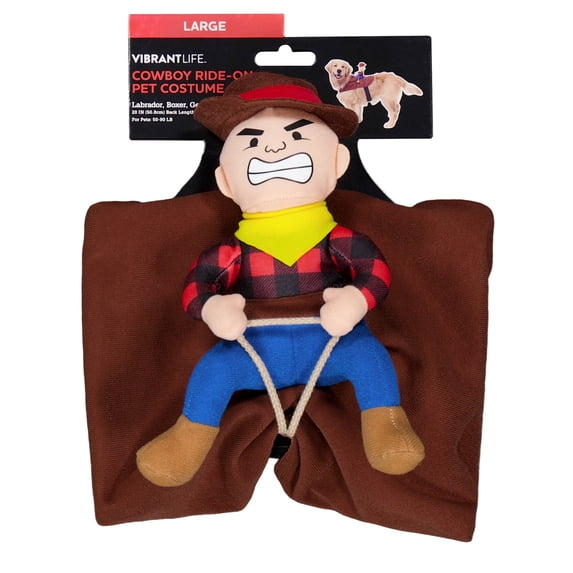 Vibrant Life Halloween Cowboy Ride-On Costume for Dogs, Multicolor, L