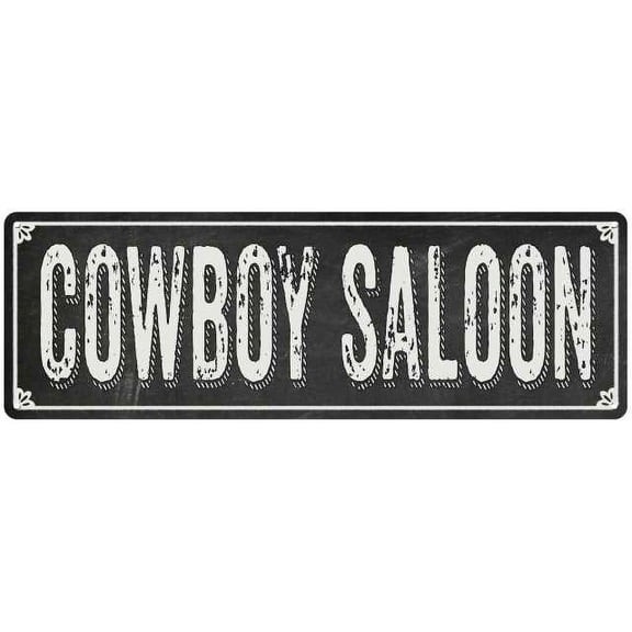 COWBOY SALOON Shabby Chic Black Chalkboard Metal Sign 6x18 Decor 106180050043