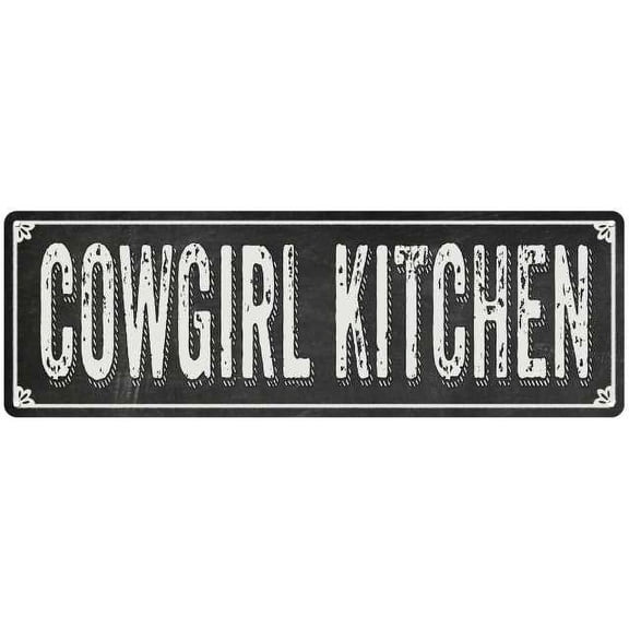 COWGIRL KITCHEN Shabby Chic Black Chalkboard Metal Sign 8x24 Decor 108240050066