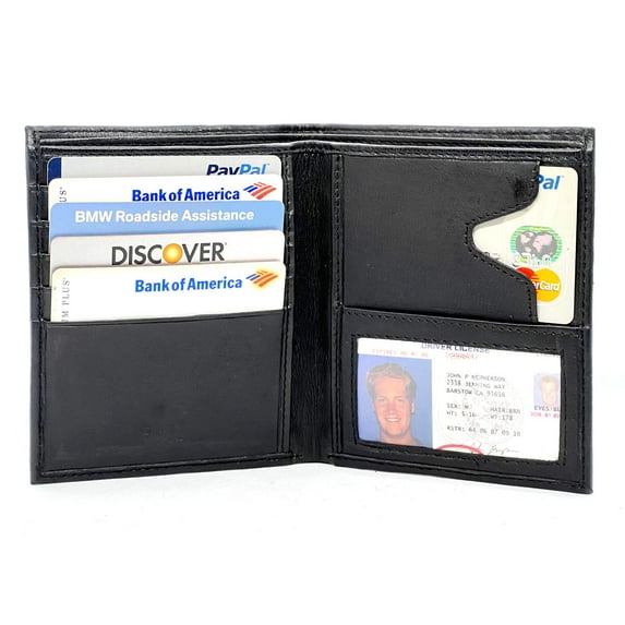 COWHIDE LEATHER MEN'S BIFOLD HIPSTER EUROPEAN WALLET CREDIT CARD HOLDER
