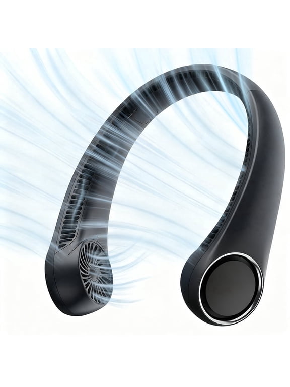 Portable Neck Fan, 3 Speeds Hands Free Personal Wearable Bladeless Fan with 3600mAh Rechargeable Battery, Black