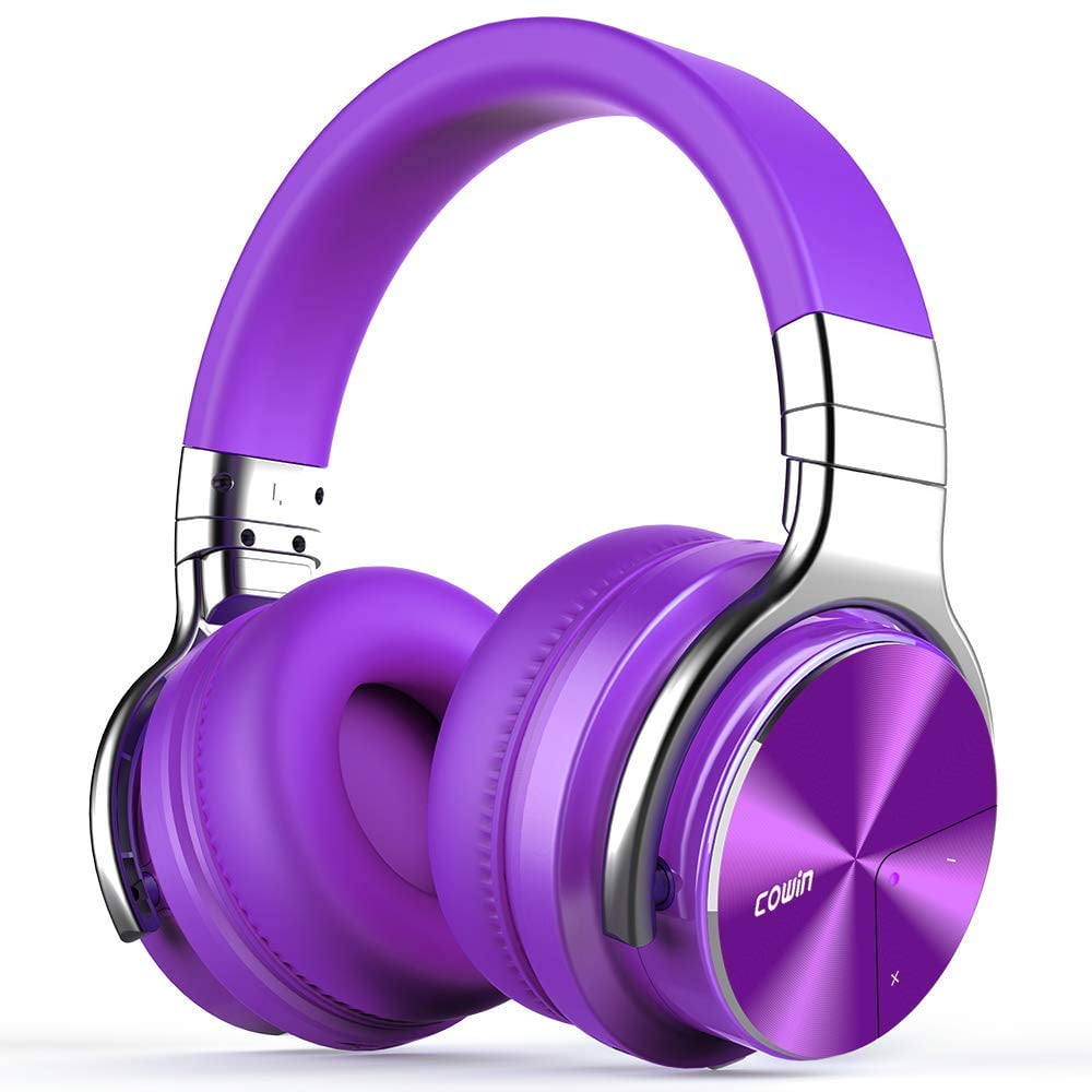 COWIN E7 Pro Noise Cancelling Wireless Headphones with Microphone 30H Hi Fi Bass Purple Walmart