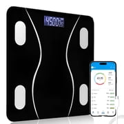 COWIN Smart Digital Body Fat Scale Rechargeable Bluetooth Connection Electronic Bathroom Scale Personal Bathroom Scale 180kg Capacity Minimalist Design White Edition, Black
