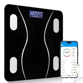 COWIN Smart Digital Body Fat Scale Rechargeable Bluetooth Connection Electronic Bathroom Scale Personal Bathroom Scale 180kg Capacity Minimalist Design White Edition, Black