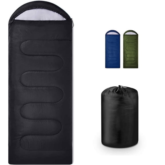 COWIN Sleeping Bags for Adults Backpacking Lightweight Waterproof 41℉-59℉ for Camping Hiking Outdoor Travel with Compression Bags 3.52lb , Black