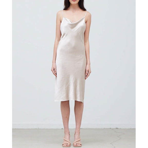 COWL NECK SATIN DRESS