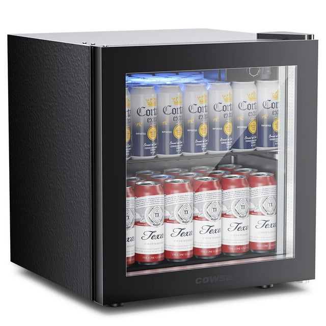 COWSAR 12 Bottle Wine Cellar, Mini Fridge w/ Glass Door and Adjustable ...