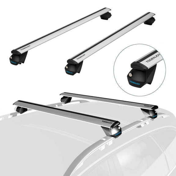COWVIE 47" Pro Universal Roof Rack Cross Bars with keyed Locks Fully Assembled- Fit Raised Rails, Silver