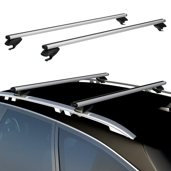 COWVIE 54'' Roof Rack Cross Bars, Adjustable Aluminum Cargo Bars Fits Most Existing Raised Side Rails with Gap