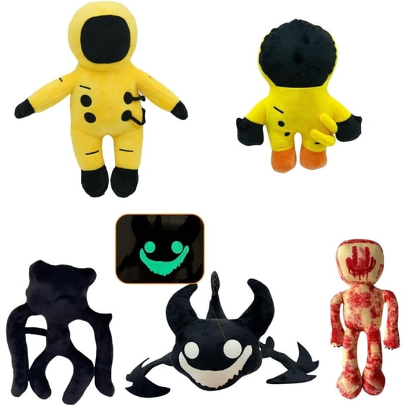COYOCO Escape The Backrooms 9.8in Plush Creepy Liminal Doll 5-piece Set | soft plush texture atmospheric display prop gift ready packaging aesthetic room staging cosplay prop photography accent