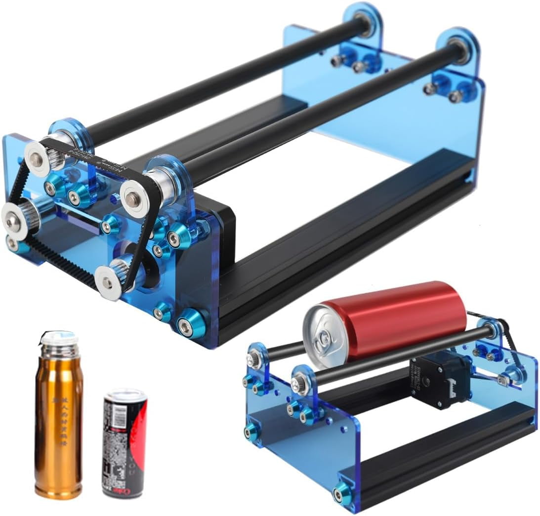 COYWEH Laser Rotary Y-axis Roller, Laser Engraver Rotary Attachment for Engraving Cutting Cylindrical Objects Cans