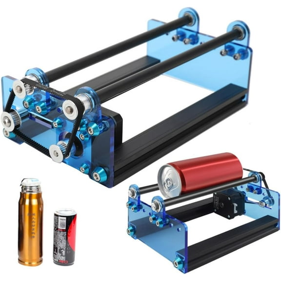 COYWEH Laser Rotary Y-axis Roller, Laser Engraver Rotary Attachment for Engraving Cutting Cylindrical Objects Cans