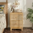 thumbnail image 1 of COZAYH 2-Drawers Farmhouse Nightstand, Mid Century Nightstand Fully Assembled with Handcrafted Wood Ring Pattern for Boho, Mid-Century, Rustic Style, Natural Wood, 1 of 11