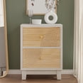 thumbnail image 1 of COZAYH 2-Drawer Farmhouse Bedroom Nightstand with Rustic Wood Ring Pattern, White, 1 of 11