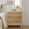 thumbnail image 1 of COZAYH 3-Drawer Farmhouse Dresser with Handicraft Wood Ring Motif, Fully Assembled Nightstand Wooden Finish for Boho, Mid-century, Rustic Style, 1 of 6