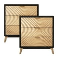 thumbnail image 1 of COZAYH 3 Drawer Farmhouse Nightstand Wood Storage Cabinet Accent Chest, Black, Set of 2, 1 of 11