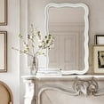 thumbnail image 1 of COZAYH Curved Wood Frame Accent Mirror, Modern Farmhouse Contemporary Decorative Wall Mirror, Rectangle 23.5”L x 38”W, White, 1 of 7
