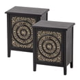 thumbnail image 1 of COZAYH Farmhouse 2 Drawer Bedroom Nightstand with Embossed Flower Motif, Set of 2, 1 of 11