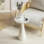 COZAYH Farmhouse Pedestal Small End Table Round Martini Table Wood Plant Stand Rustic Drink Table for Small Space Living Room, Bedroom, White