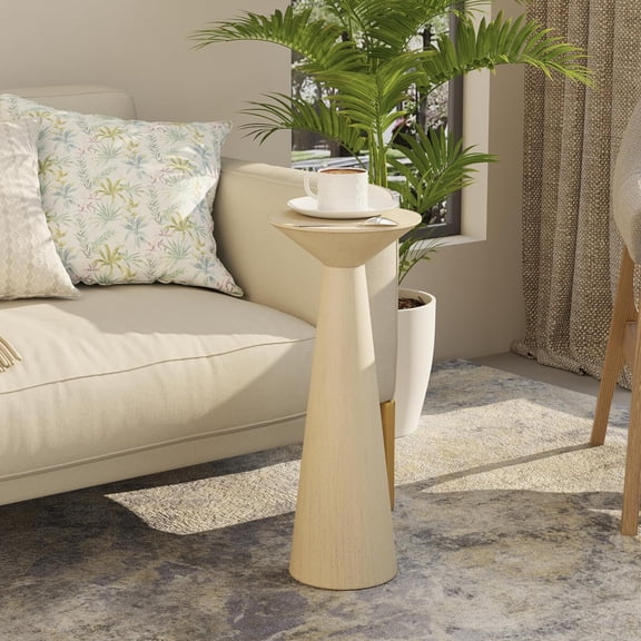 Hanyu Farmhouse Tall Pedestal End Table Small Solid Wood Martini Table Plant Stand Modern Round Drink Table for Small Space Living Room, Distressed Wood Grey