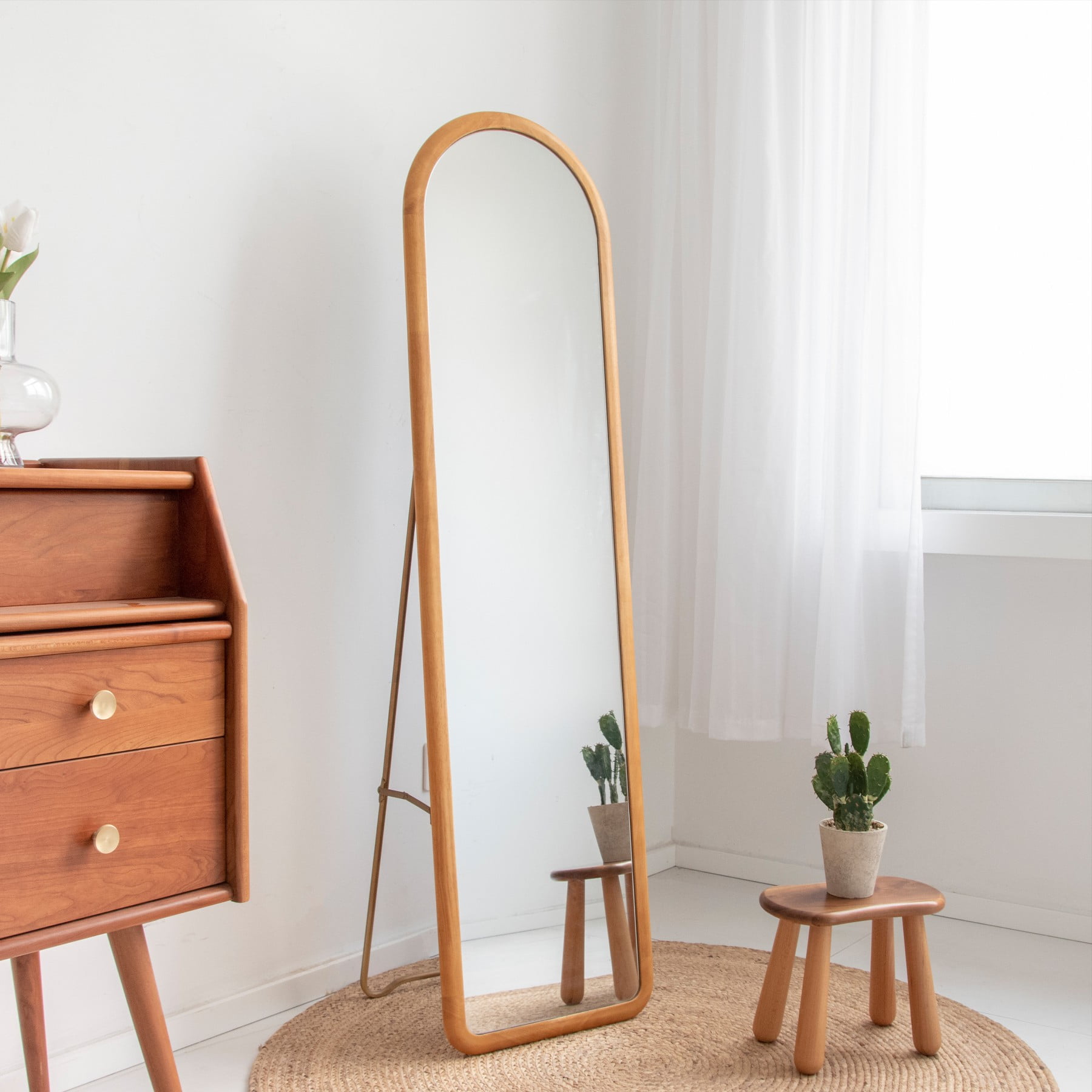 COZAYH Full Length Mirror with Stand Dressing Wall Mounted Mirror Floor Mirror Solid Wood Frame Large Body Mirror for Bedroom Bathroom Living