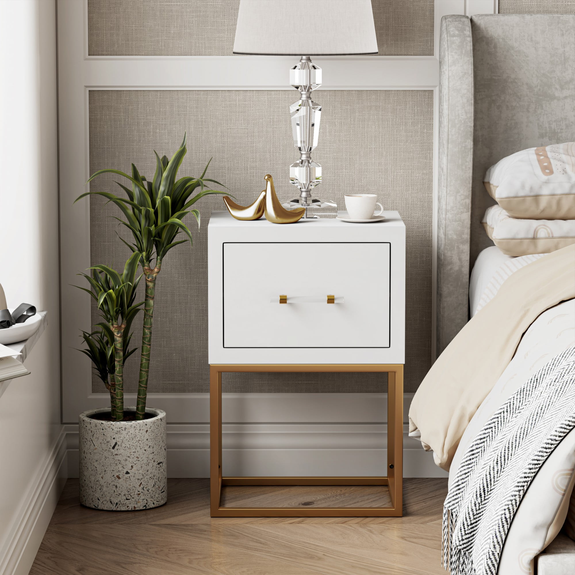 COZAYH Modern 1Drawer Nightstand, Minimalist End Table with Spacious