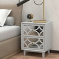 thumbnail image 1 of COZAYH Modern Clean-Lined Nightstand, Double Mirror Front Drawers /Geometric Overlays, Side Table, Sofa End Table, 1 of 6
