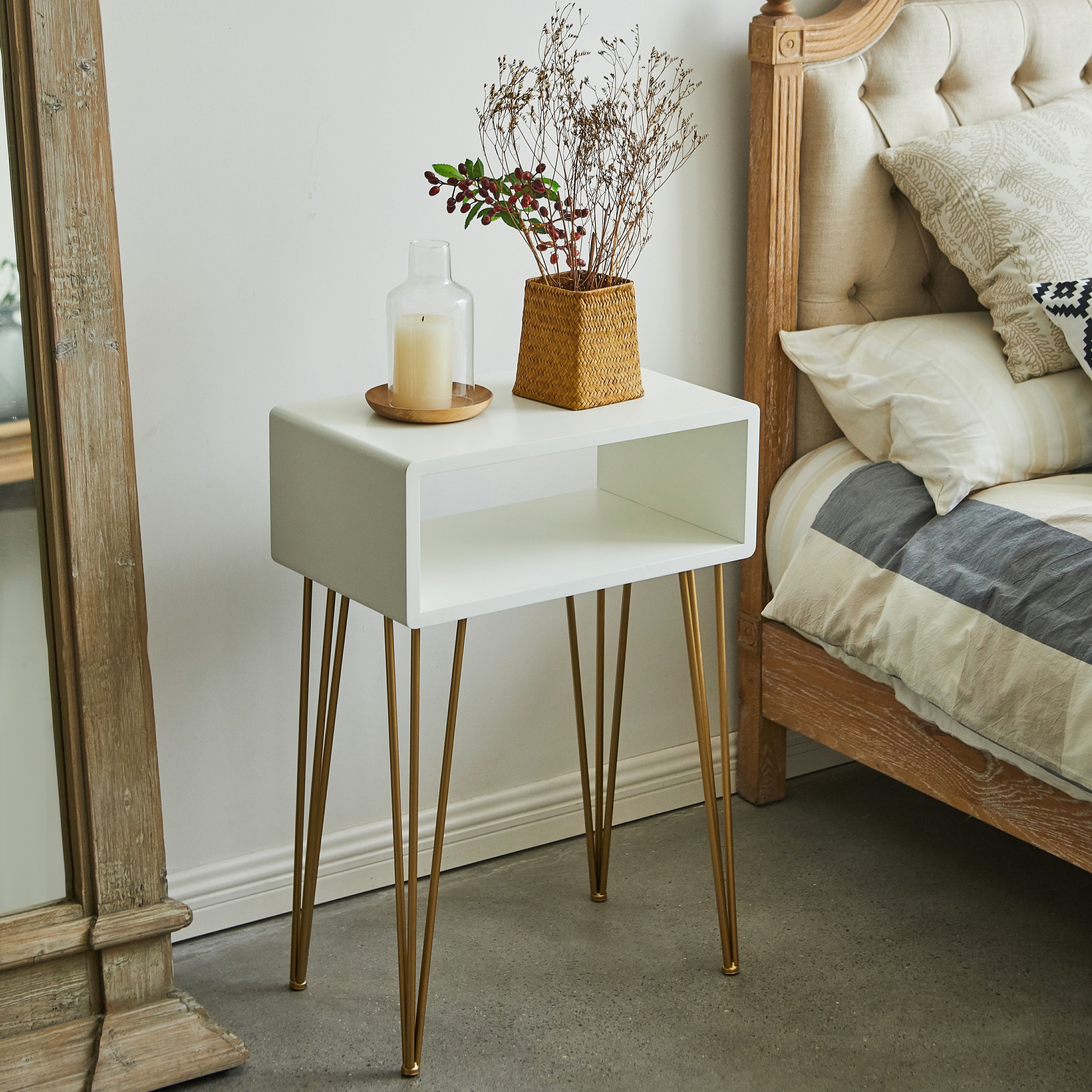 Nightstand with metal deals legs