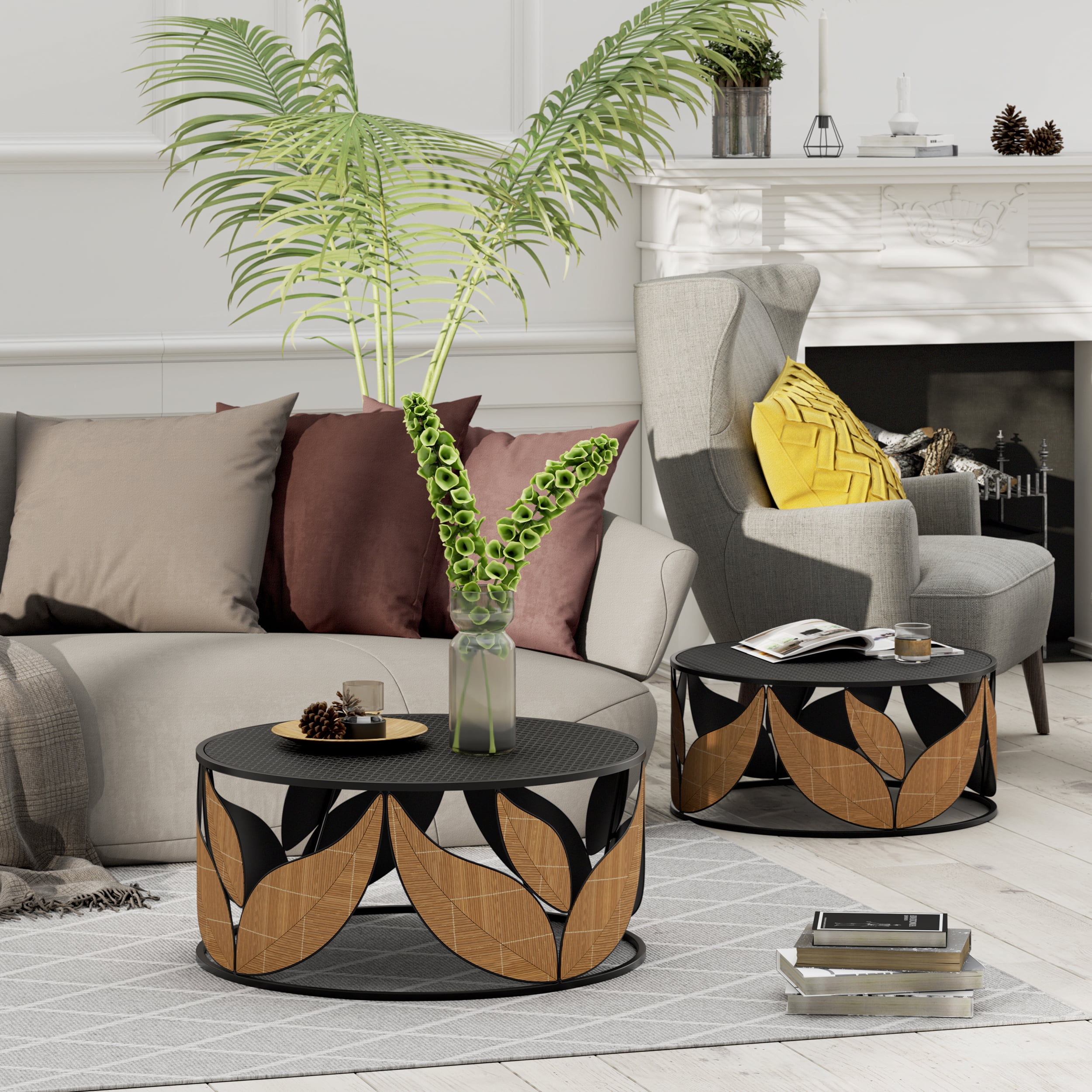 Modern Farmhouse Nesting Coffee Table Set Round Uganda Ubuy