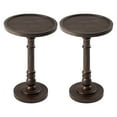 thumbnail image 1 of COZAYH Pedestal Tray Top End Table for Holding Drinks, Lamps, Plants, Dark Brown, Set of 2, 1 of 12