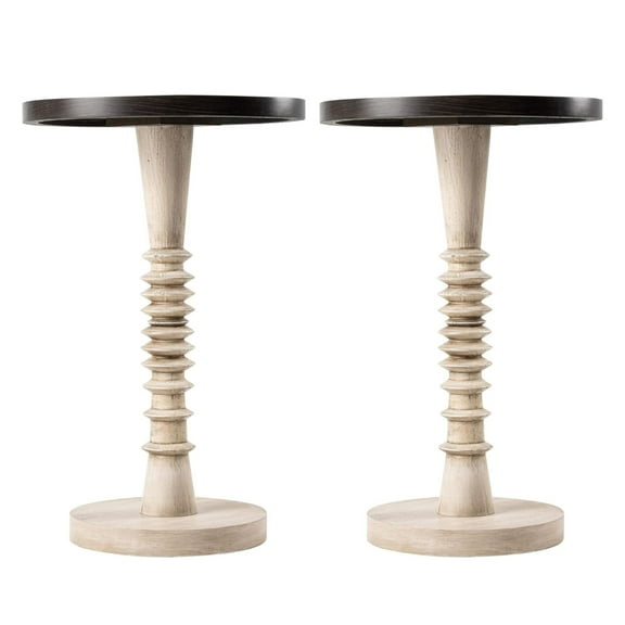 COZAYH Pedestal Tray Top End Table for Holding Drinks, Lamps or Plants, Black, Set of 2