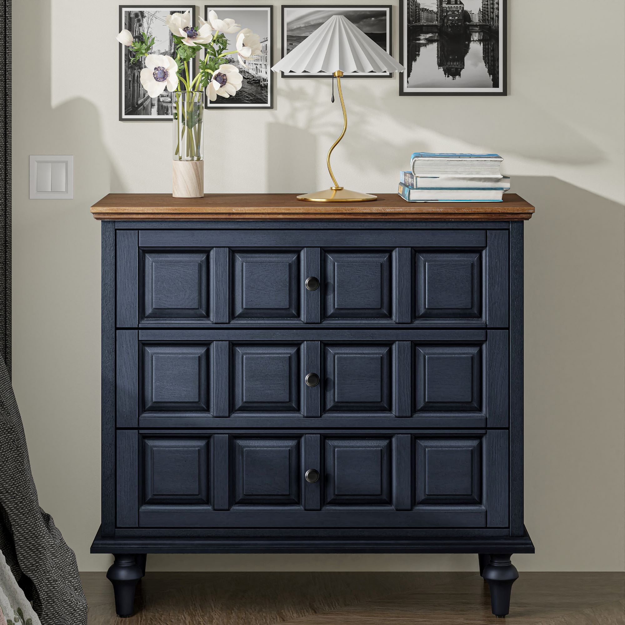 blue pine dresser Manhattan Comfort Midnight Blue Pine 5 -Drawer 23.62-in W Standard dresser in the Dressers department at Lowes.com