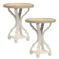 thumbnail image 1 of COZAYH Round Rustic Wood Accent Tray Top Nightstand Side Table, White Legs, Set of 2, 1 of 13