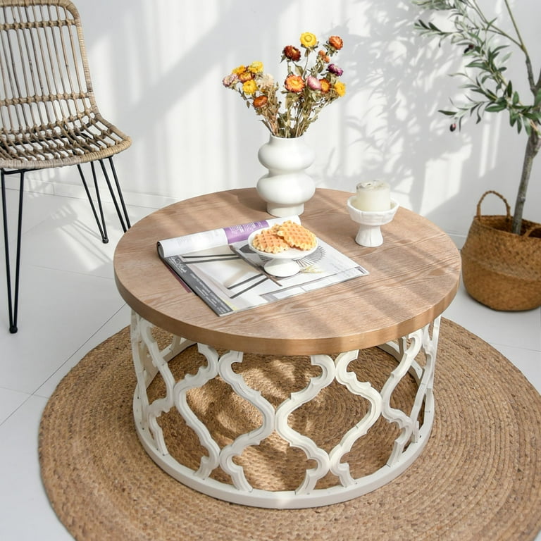 Wooden boho coffee table discount