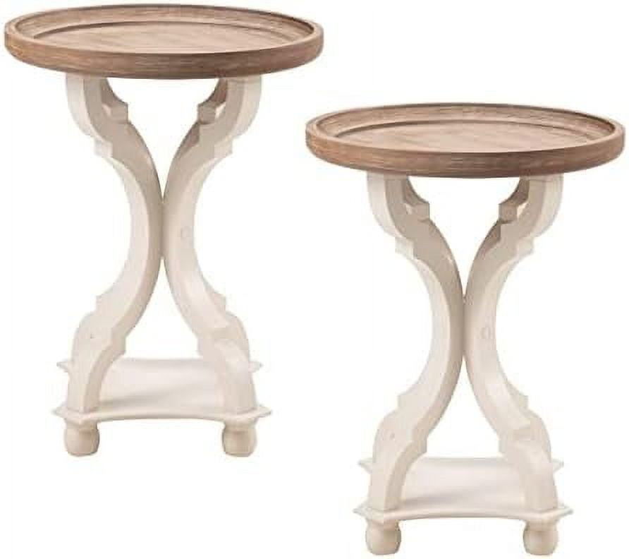 COZAYH Rustic Farmhouse Cottagecore Accent End Table Natural Tray Top
